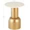 20" Gold Metal Pedestal Accent Table with Cream Marble Tabletop